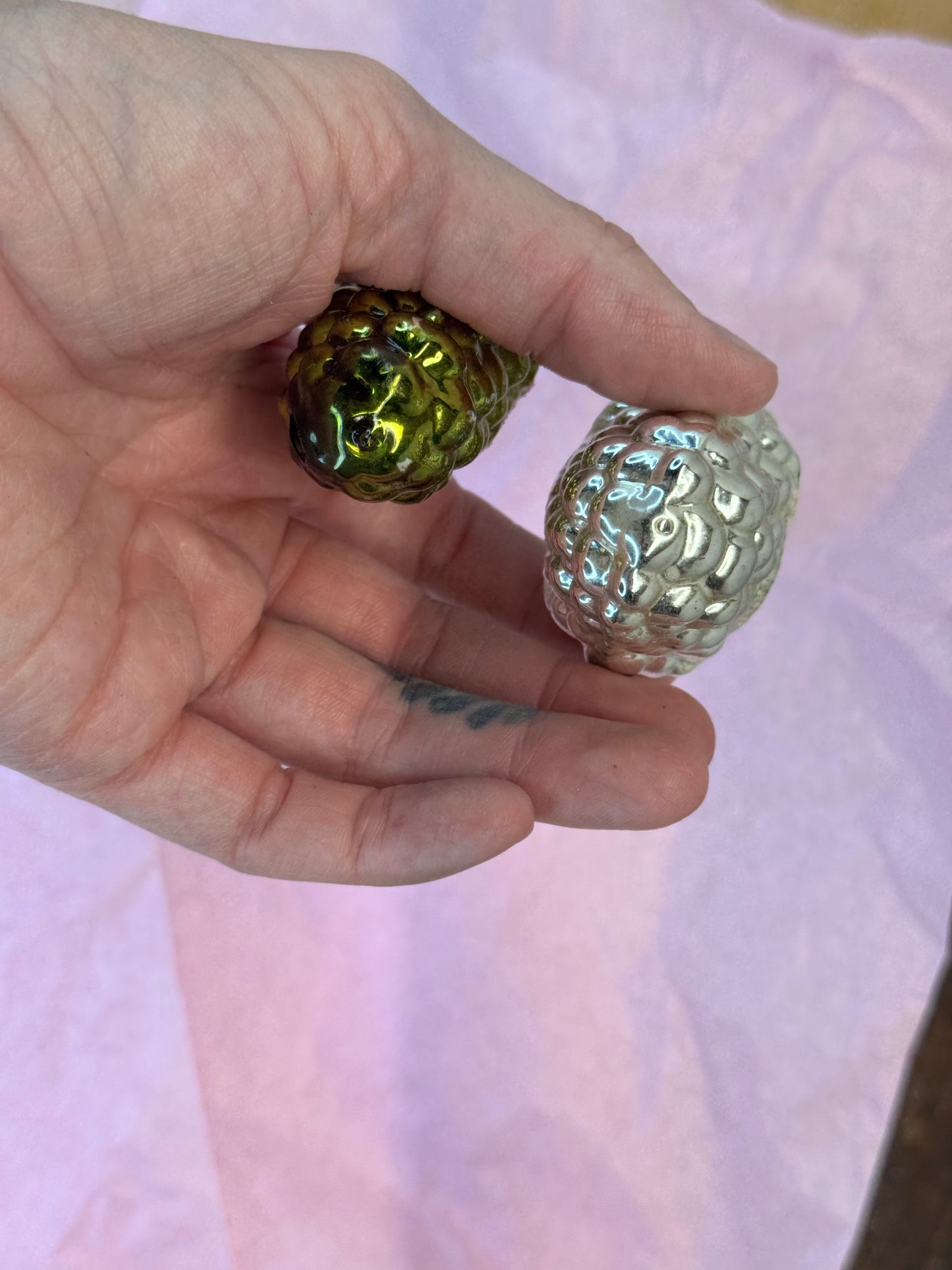 Pair of Grape Christmas Ornaments Vintage #1691