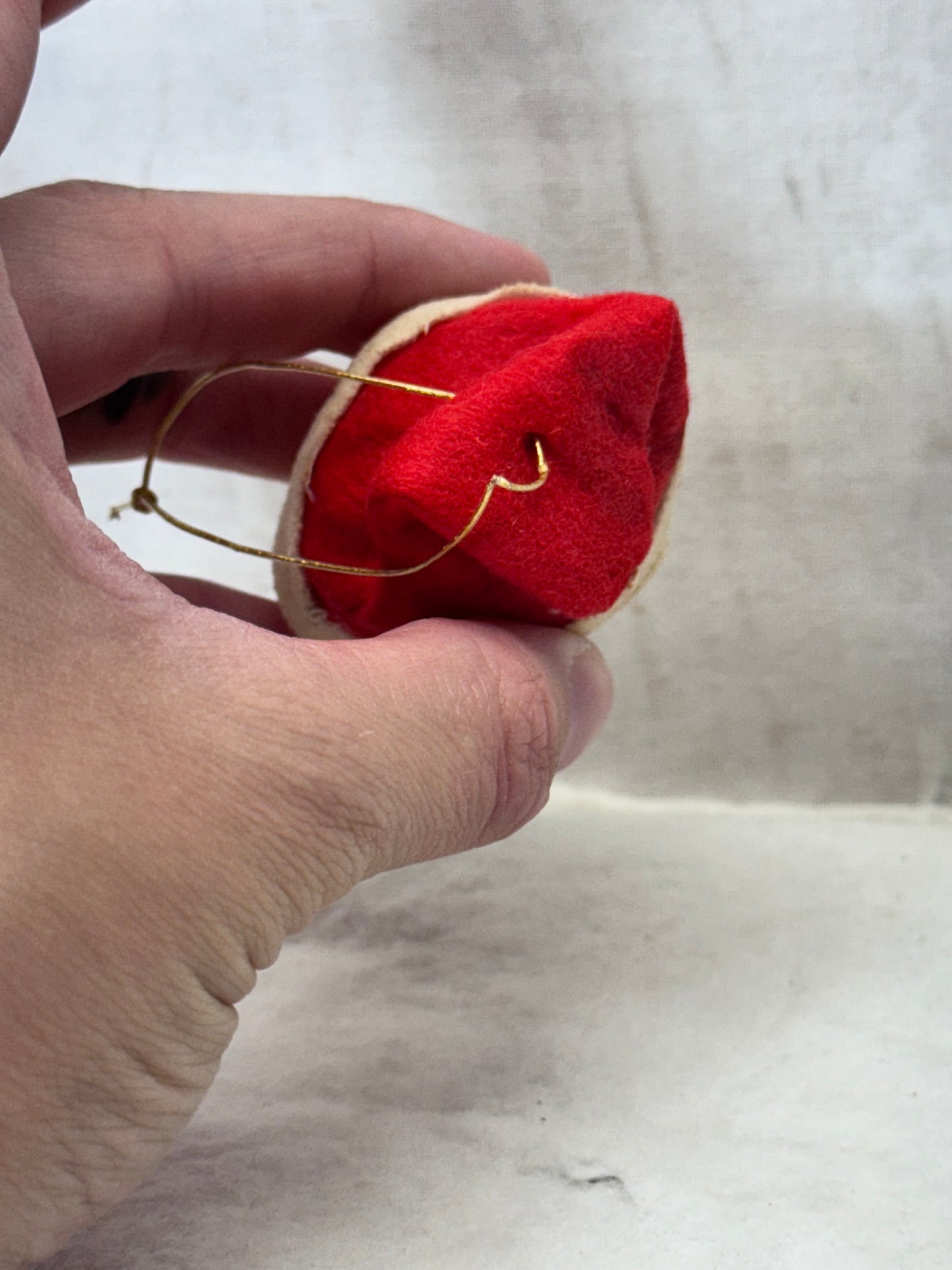 Vintage Felt Pixie Elf Head Ornament #1996