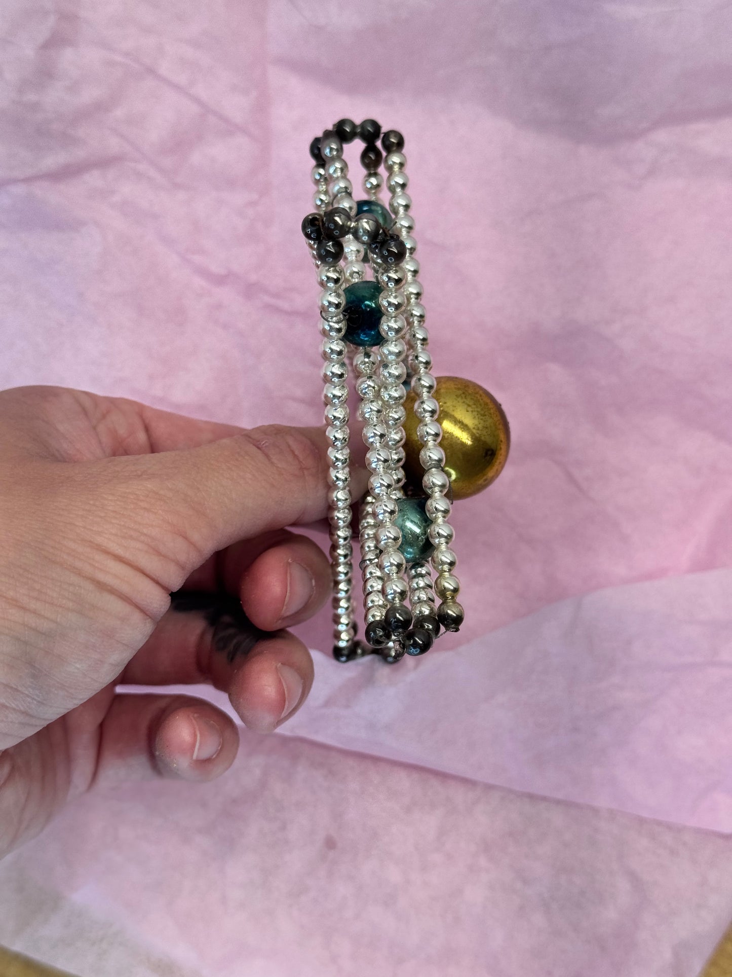 Mercury Glass Bead Victorian Ornament #1672