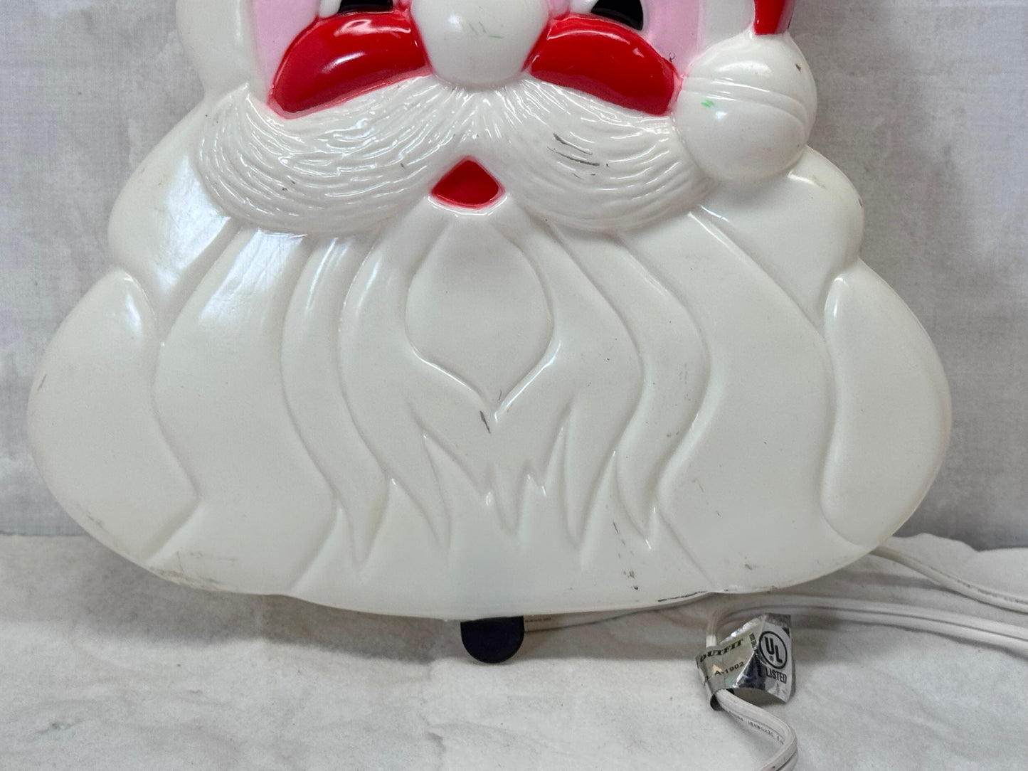 Christmas Light-Up Santa Face Double Sided Blow Mold Vtg #1733