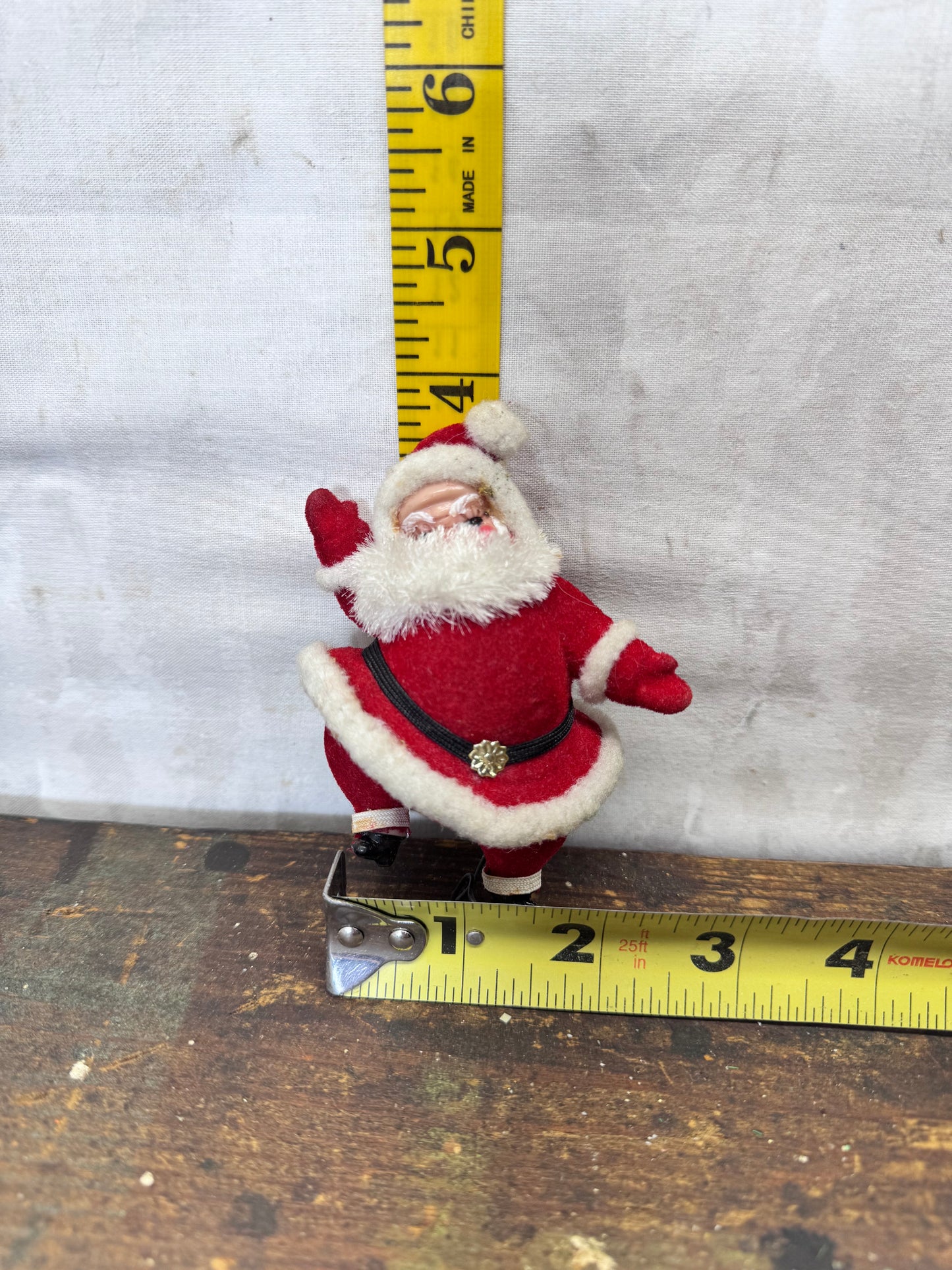 Vintage Red Flocked Santa #1712