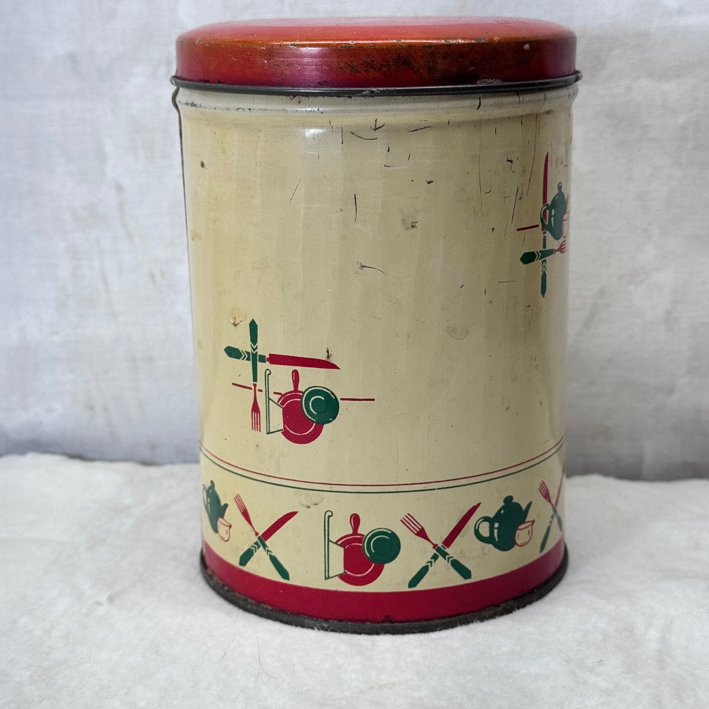 Christmas Kitchen Tin Canister Vintage #2060