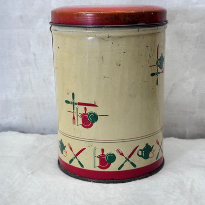 Christmas Kitchen Tin Canister Vintage #2060