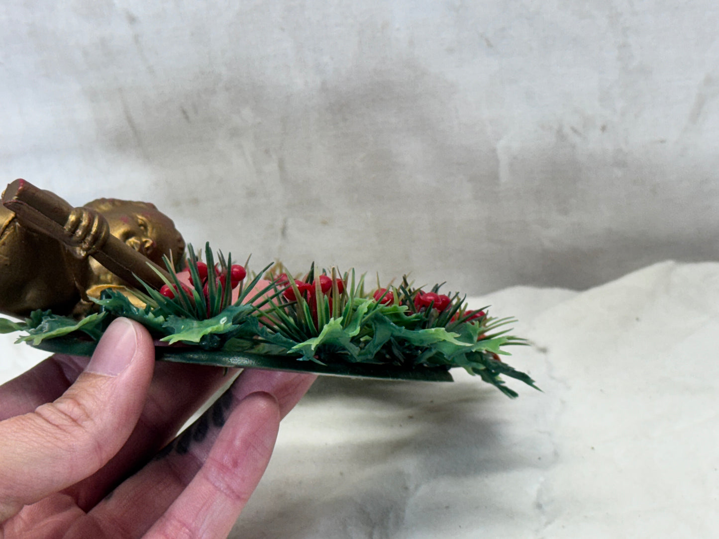 Plastic Wreath Christmas Angel Vintage #2082