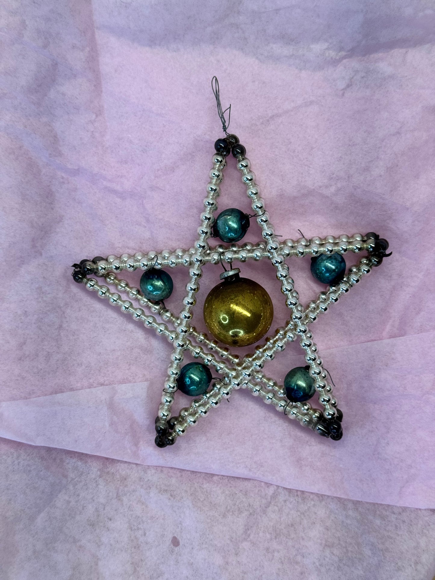 Mercury Glass Bead Victorian Ornament #1672