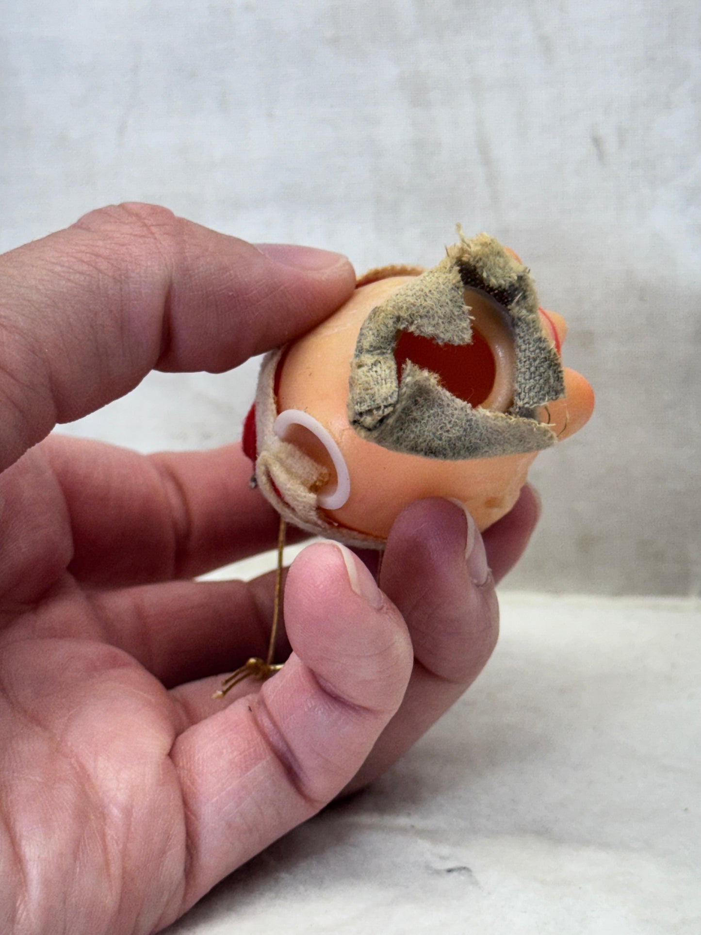 Vintage Felt Pixie Elf Head Ornament #1996