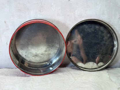 Santa’s Sleigh Christmas Tin Round Empty Vintage #1889