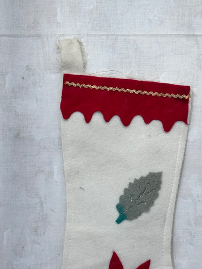 Japan White Christmas Stocking Vintage #1746