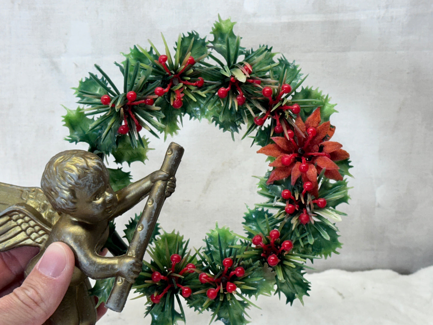 Plastic Wreath Christmas Angel Vintage#2083