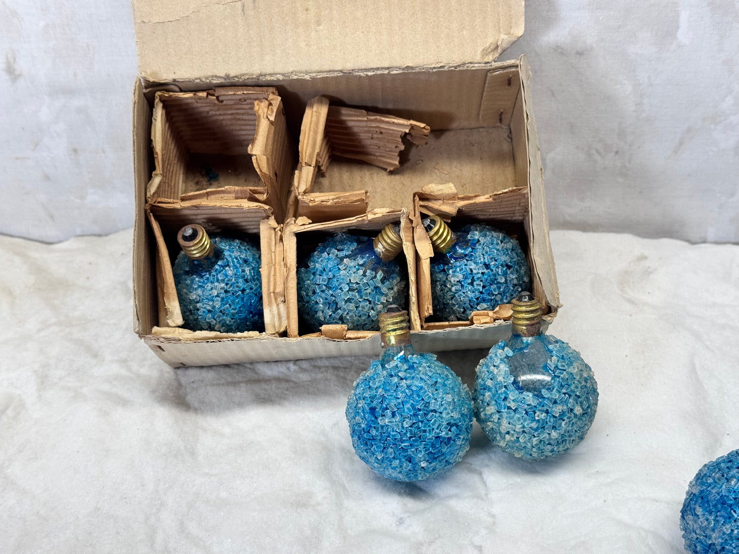 (Six) 120V Japan Blue Frosted Christmas Light Bulbs Vtg #1742