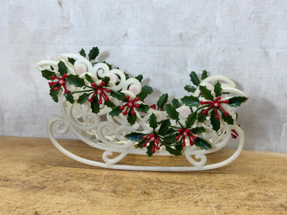 Vintage Celluloid Santa Mistletoe Sleigh #1724