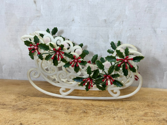 Vintage Celluloid Santa Mistletoe Sleigh #1724