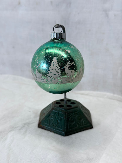 Shiny Brite Glass Deer Stenciled Ornament Vintage #2156