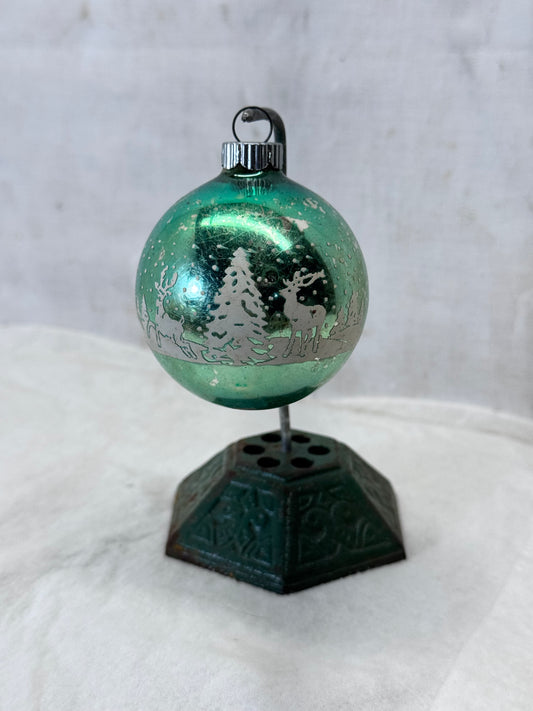 Shiny Brite Glass Deer Stenciled Ornament Vintage #2156