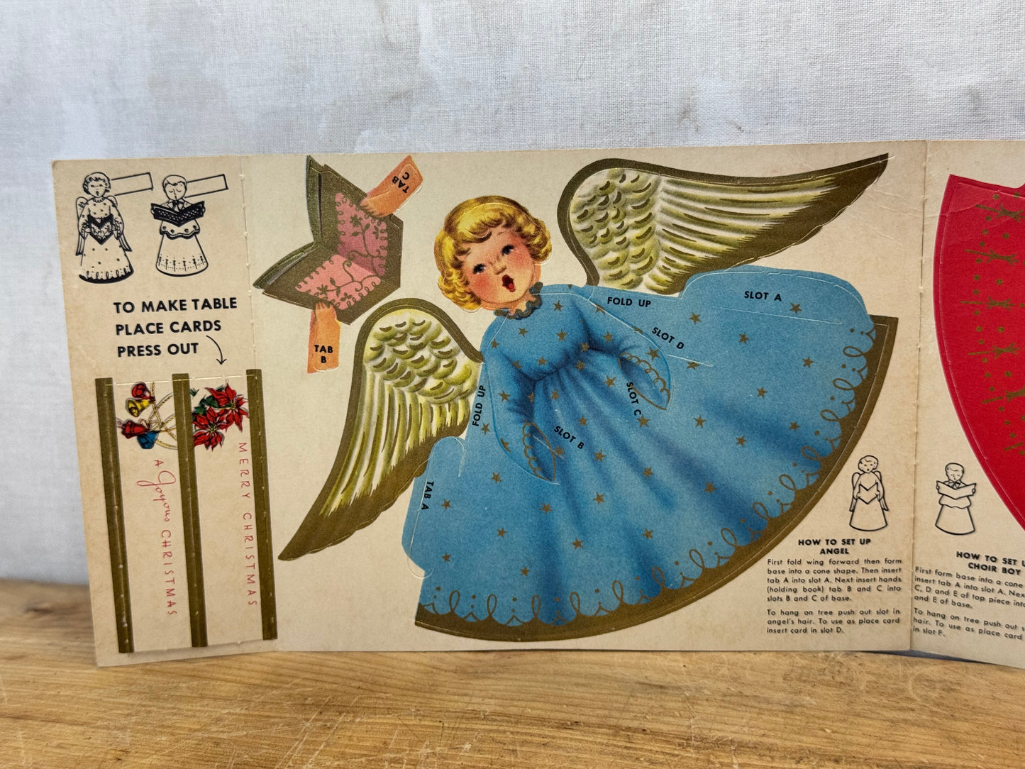 NOS Paper Christmas Cut-Outs Post Cereal Vtg #1628