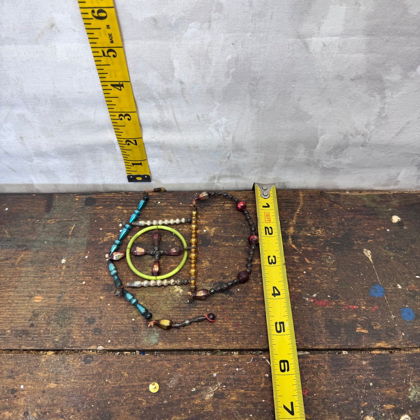 Victorian Dangle Beaded Glass Ornament House Cross #2092