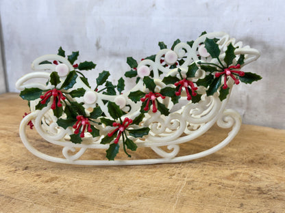 Vintage Celluloid Santa Mistletoe Sleigh #1724