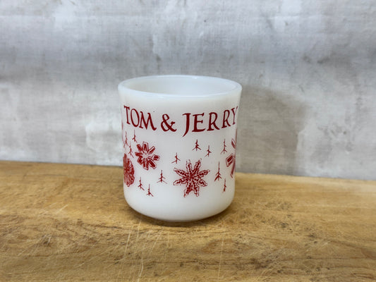 Fire King Milk Glass Tom & Jerry Christmas Mug #1753