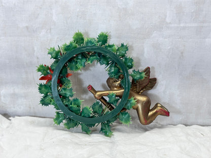 Plastic Wreath Christmas Angel Vintage #2082