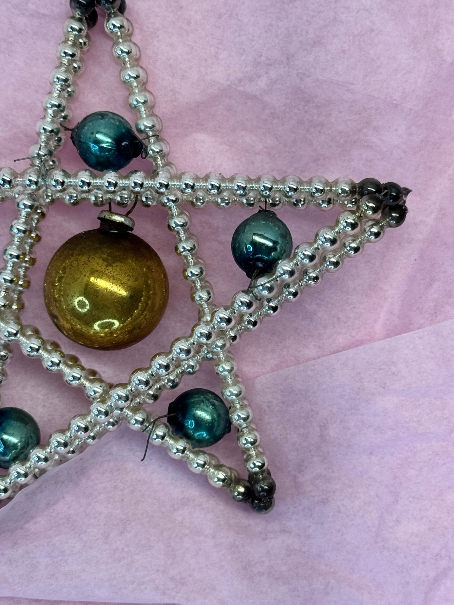 Mercury Glass Bead Victorian Ornament #1672