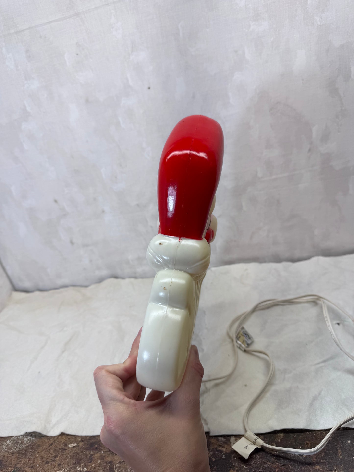 Christmas Light-Up Santa Face Double Sided Blow Mold Vtg #1733