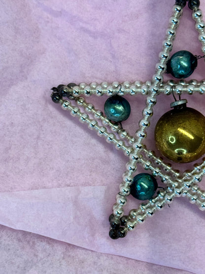 Mercury Glass Bead Victorian Ornament #1672