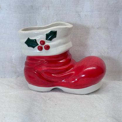 Holt Howard Santa Christmas Boot Vase Dish Vintage Japan 1960 Large #2055