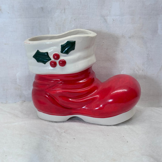 Holt Howard Santa Christmas Boot Vase Dish Vintage Japan 1960 Large #2055