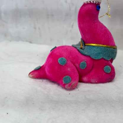 Pink Flocked Circus Seal Ornament Vintage Japan #2139
