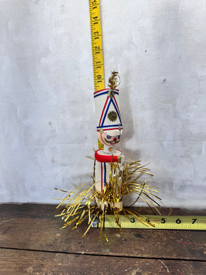 Christmas Solider Ornament Japan Tree Topper Vintage Repaired #2081