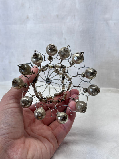 Vintage Handmade Wire Bell Shape Mini Glass Ornament #1981