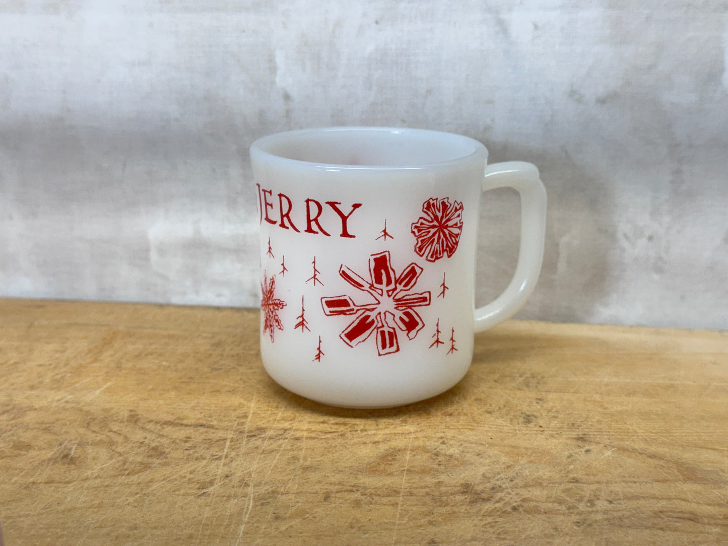 Fire King Milk Glass Tom & Jerry Christmas Mug #1753