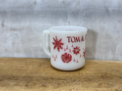 Fire King Milk Glass Tom & Jerry Christmas Mug #1753