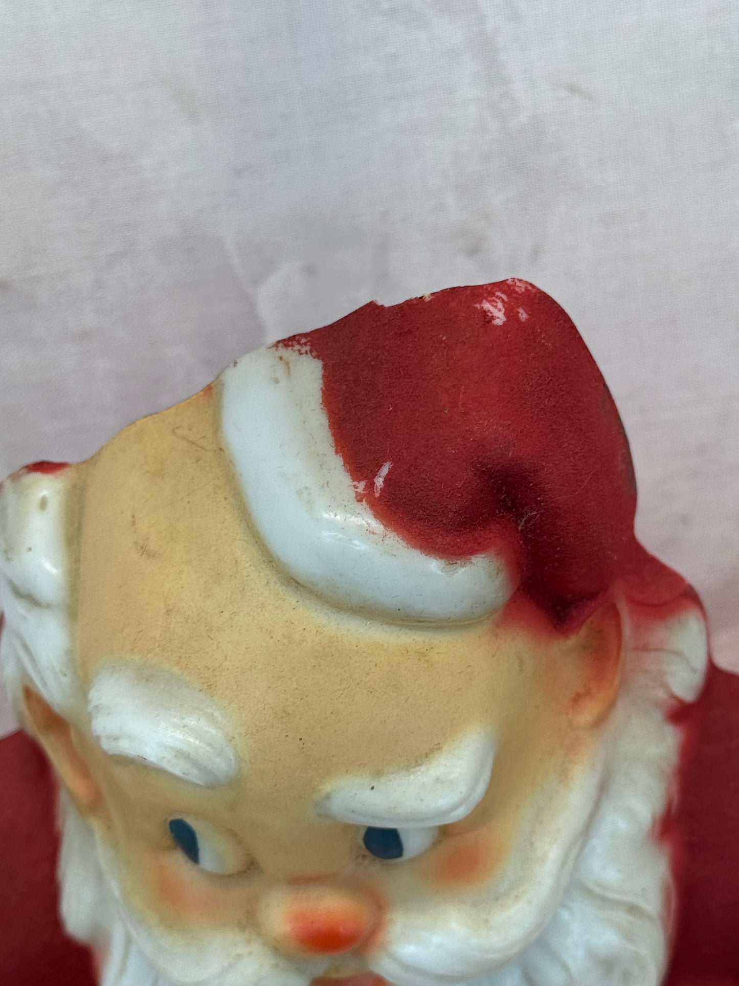 Red Flocked Santa Blow Mold Vintage #1673