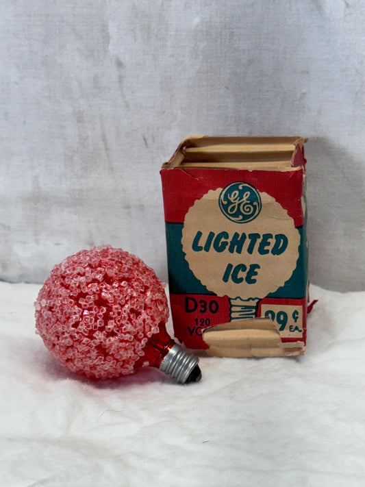 Red Lighted Ice Lightbulb Vintage D30 120 Volt NOS #1875