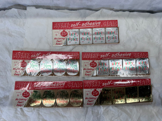 Avery Self Adhesive Christmas Stickers Seals Vintage NOS #2084