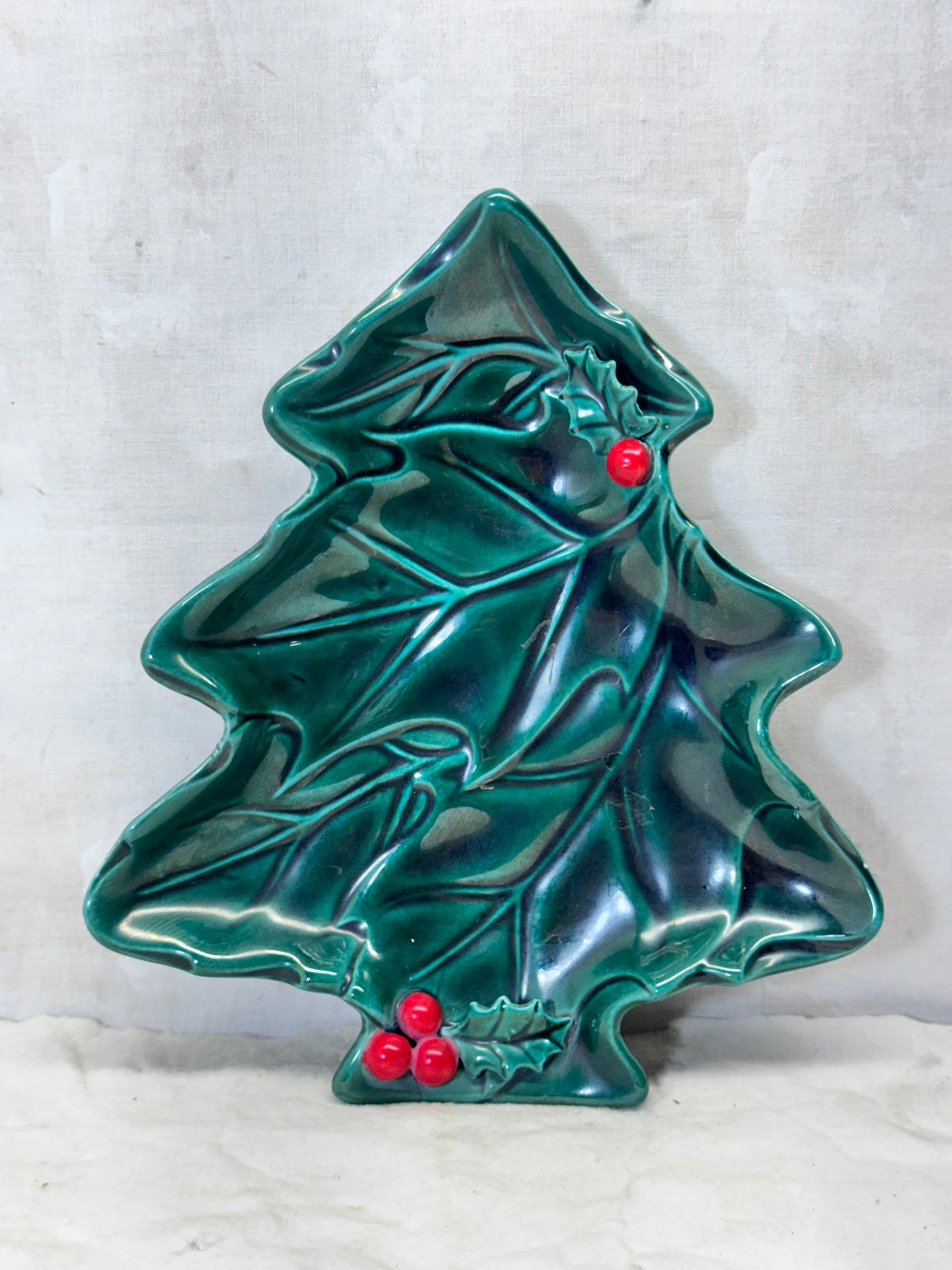 Vintage Lefton Japan Holly Berry Christmas Tray #1745