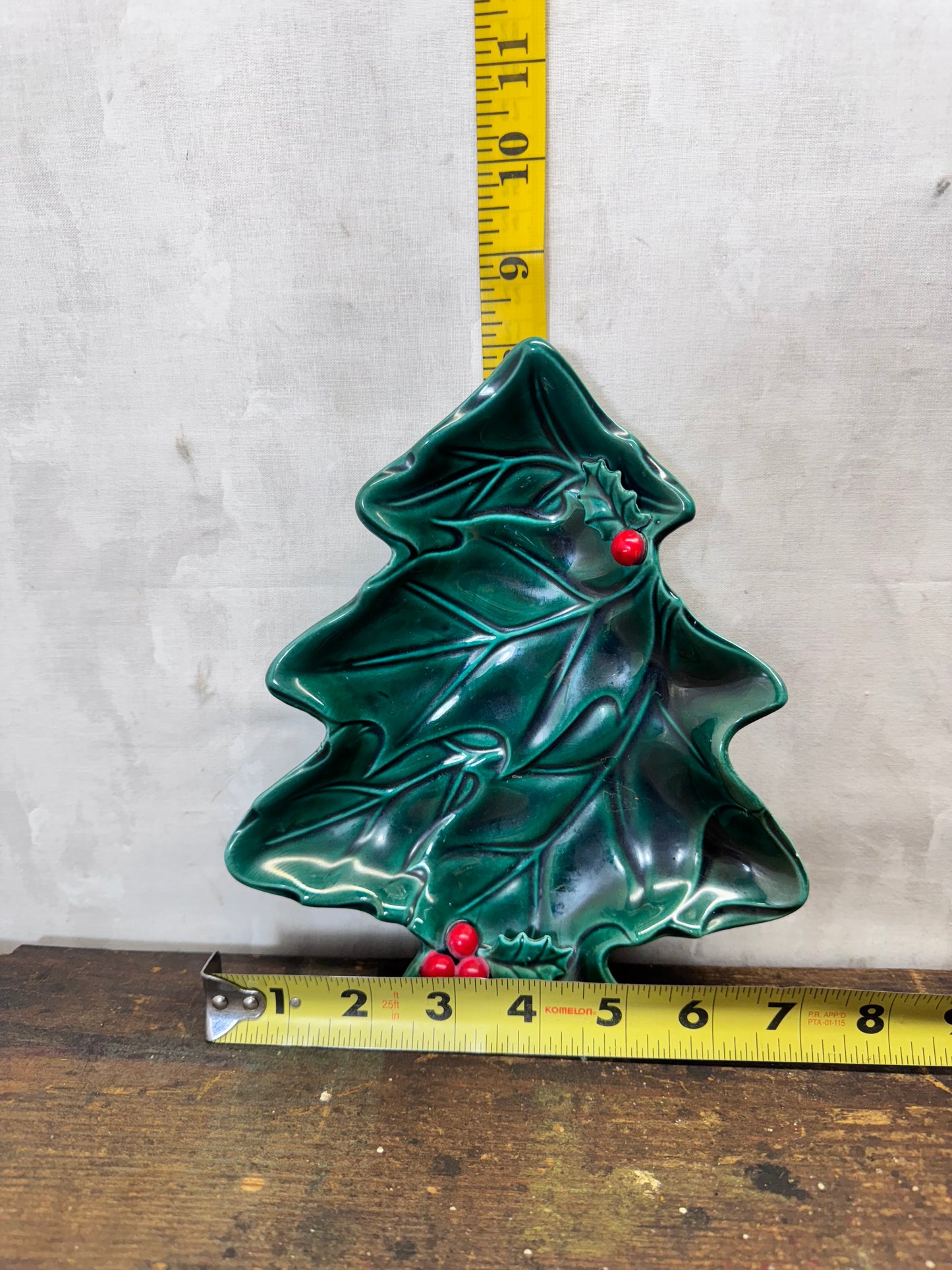 Vintage Lefton Japan Holly Berry Christmas Tray #1745