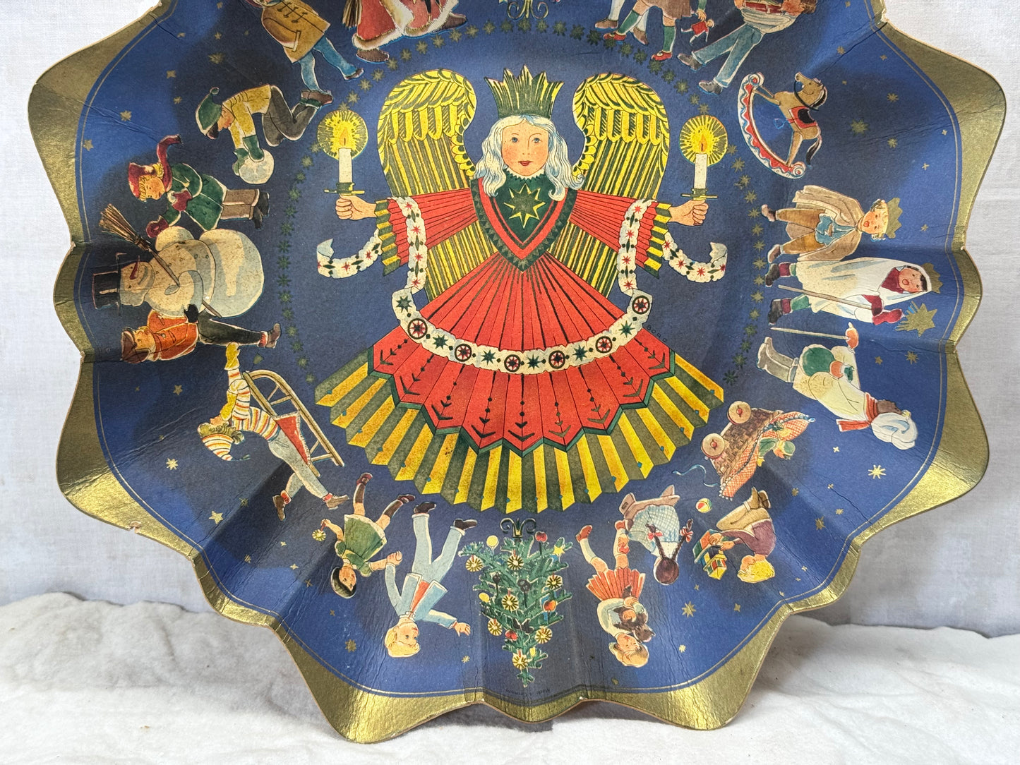 Heavy Cardboard Christmas Bowl Vtg #1740