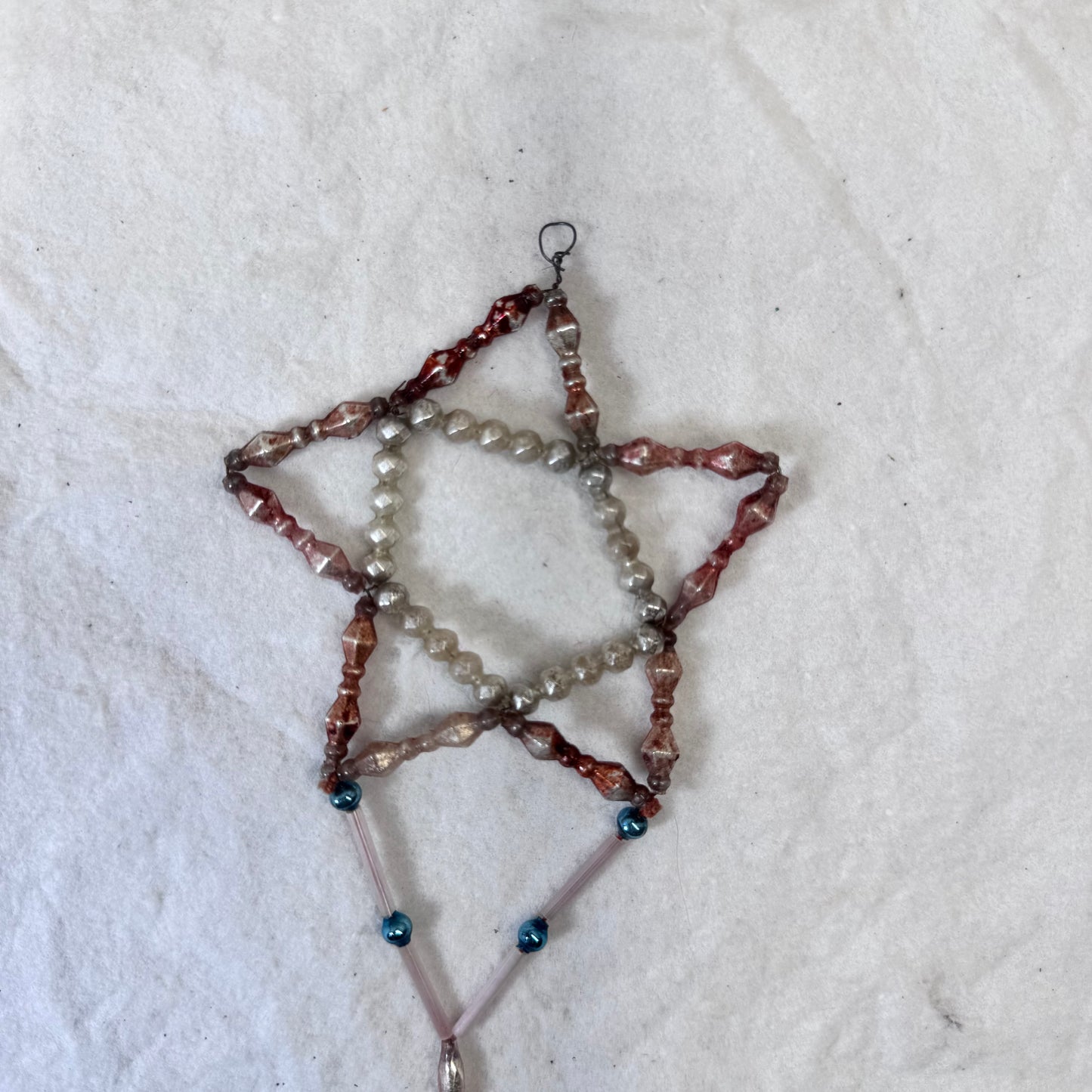 Victorian Dangle Glass Beaded Star Ornament #2091