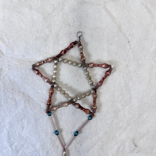Victorian Dangle Glass Beaded Star Ornament #2091