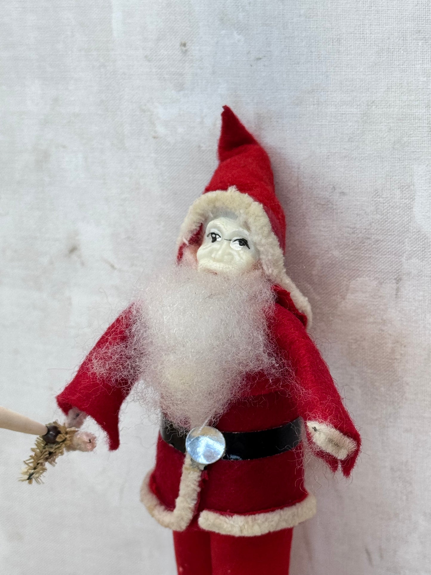 Vintage Putz Santa w Candle & missing Bell Japan #1681