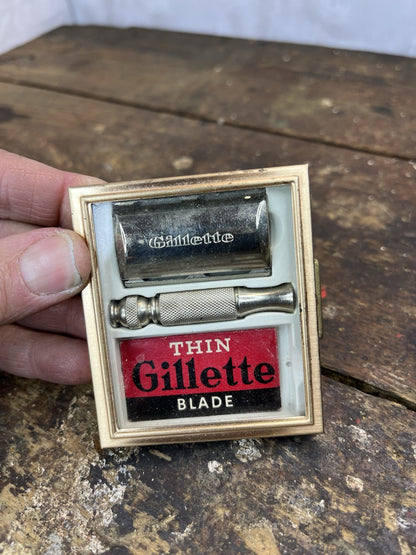 Vintage Collectible Mancave Bathroom Gillette Travel Kit