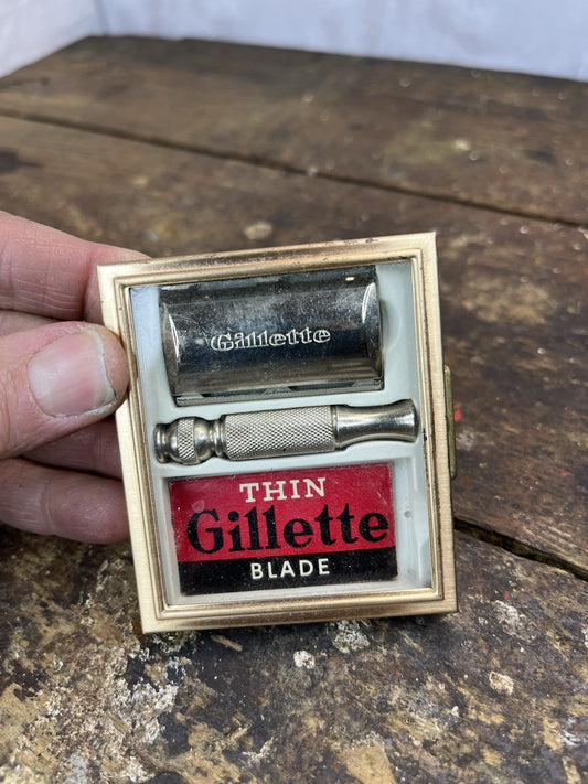 Vintage Collectible Mancave Bathroom Gillette Travel Kit