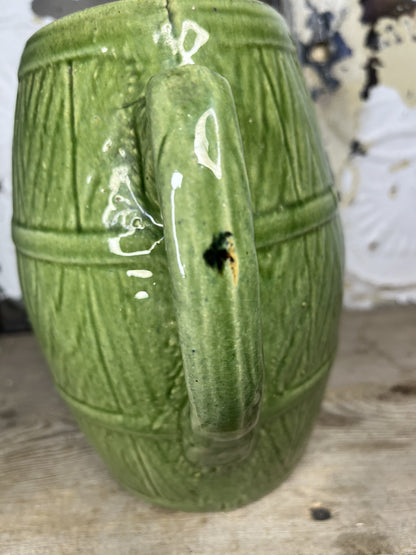 Antique Vintage Greenware Collectible Pitcher With Manufacturing Flaws Home Deco