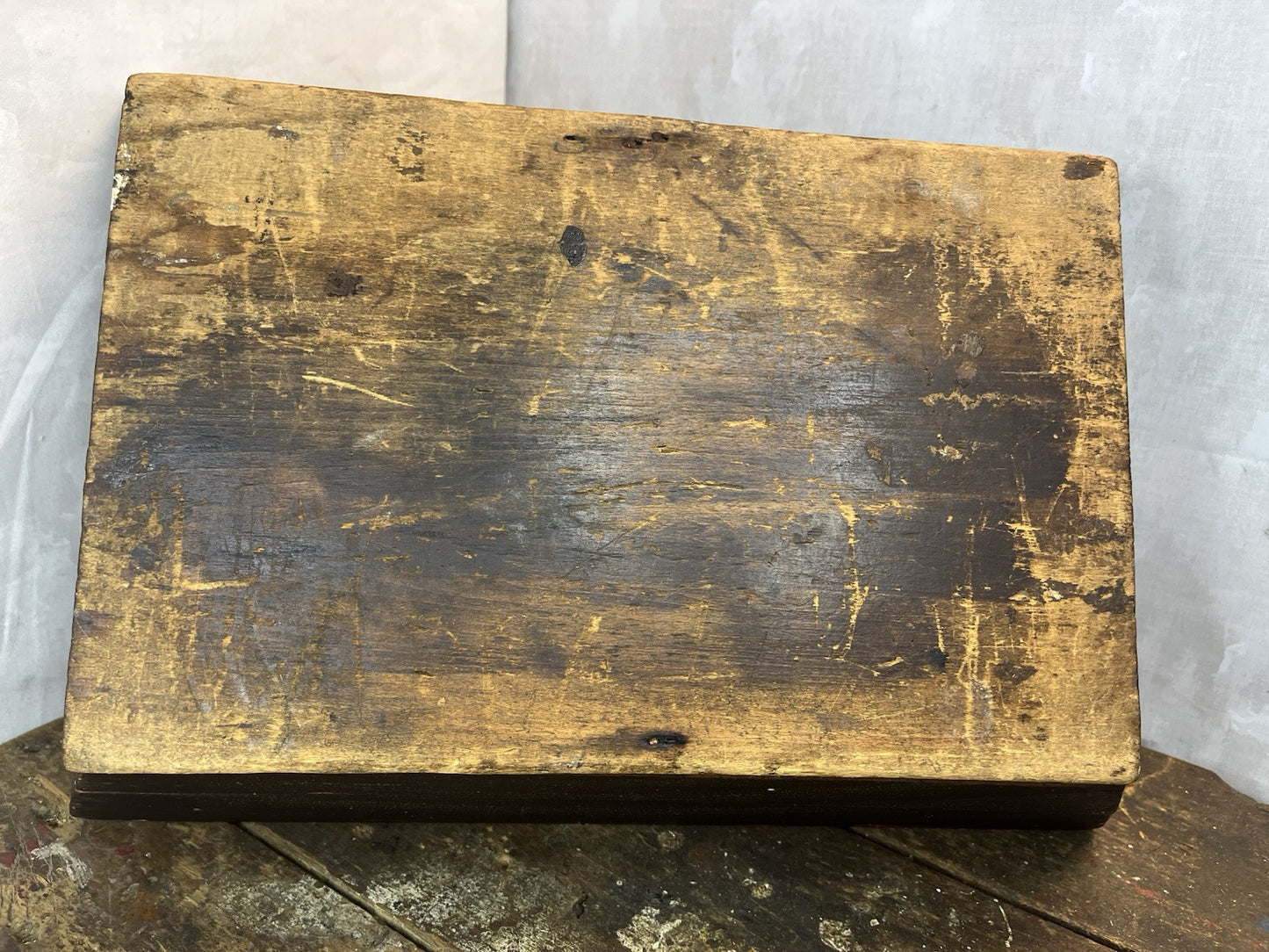 Primitive Antique Distressed Wood Caddy Farm Home Decor 