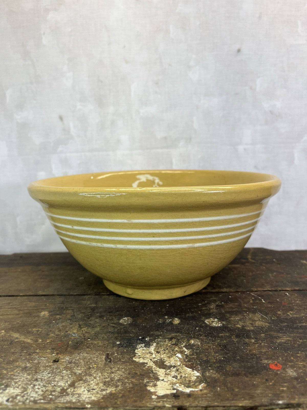 Antique Vintage McCoy 4 Band 8 1/2” Yellow Ware Bowl Collectible 