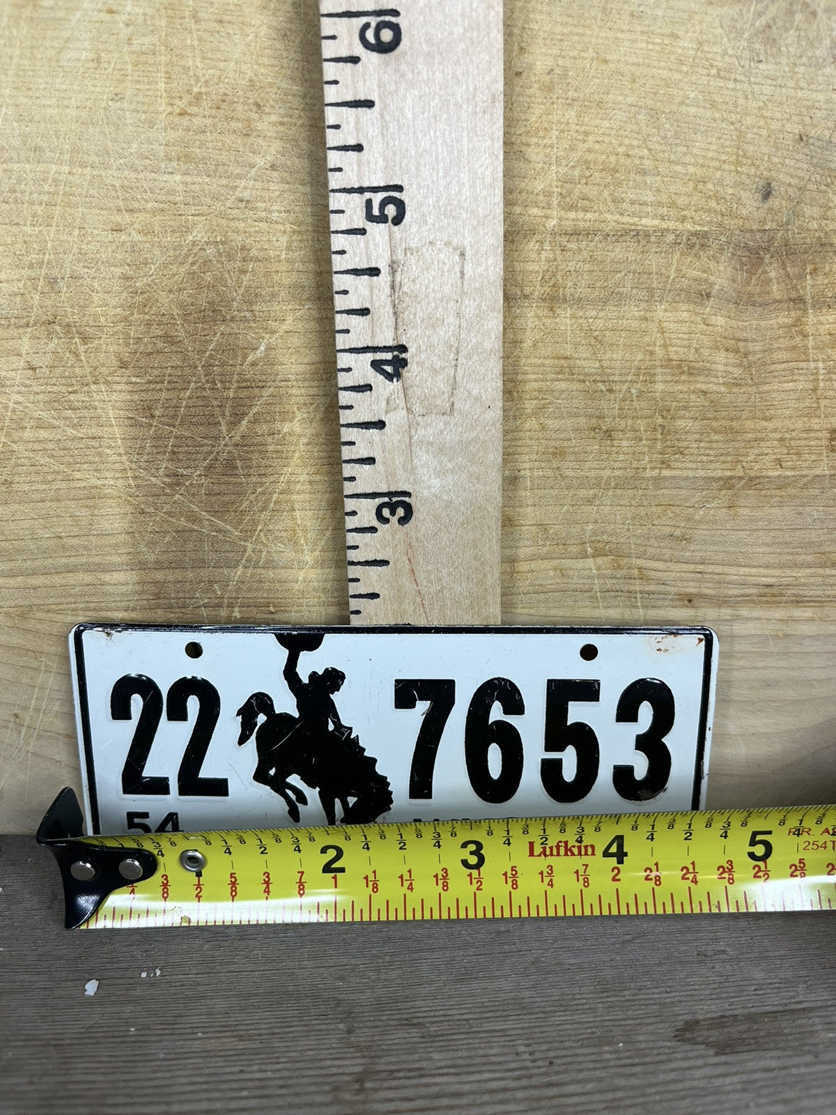 Vintage Collectible Man cave 1954 Wyoming Liscense Plate 