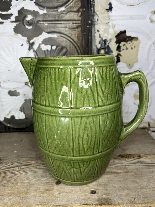 Antique Vintage Greenware Collectible Pitcher With Manufacturing Flaws Home Deco