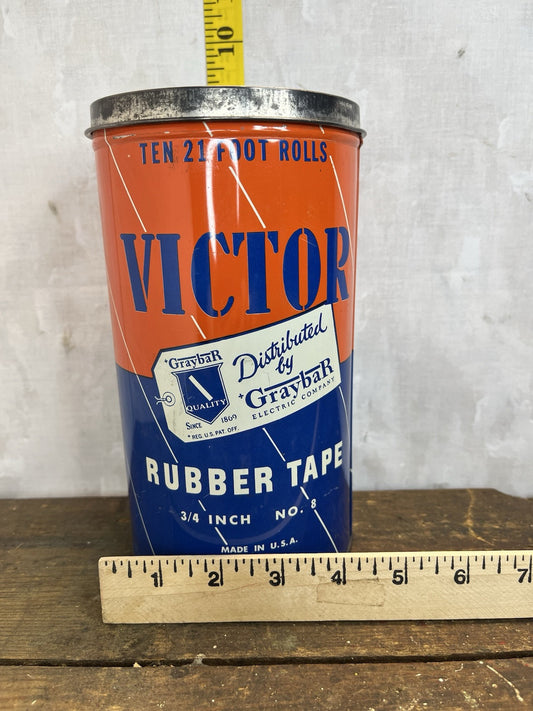 Vintage Collectible Mancave Victor Rubber Tape Tin